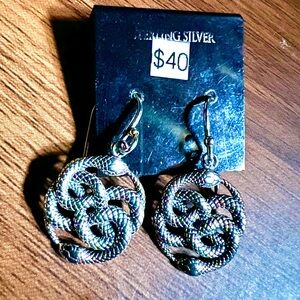 Sterling Silver Ouroboros Dangle Snake Earrings Brand New